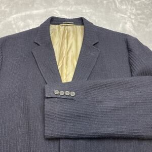 Vintage Ibiza Mens Priviledge Blazer 46R Navy Wool Cashmere 3 Button Double Vent